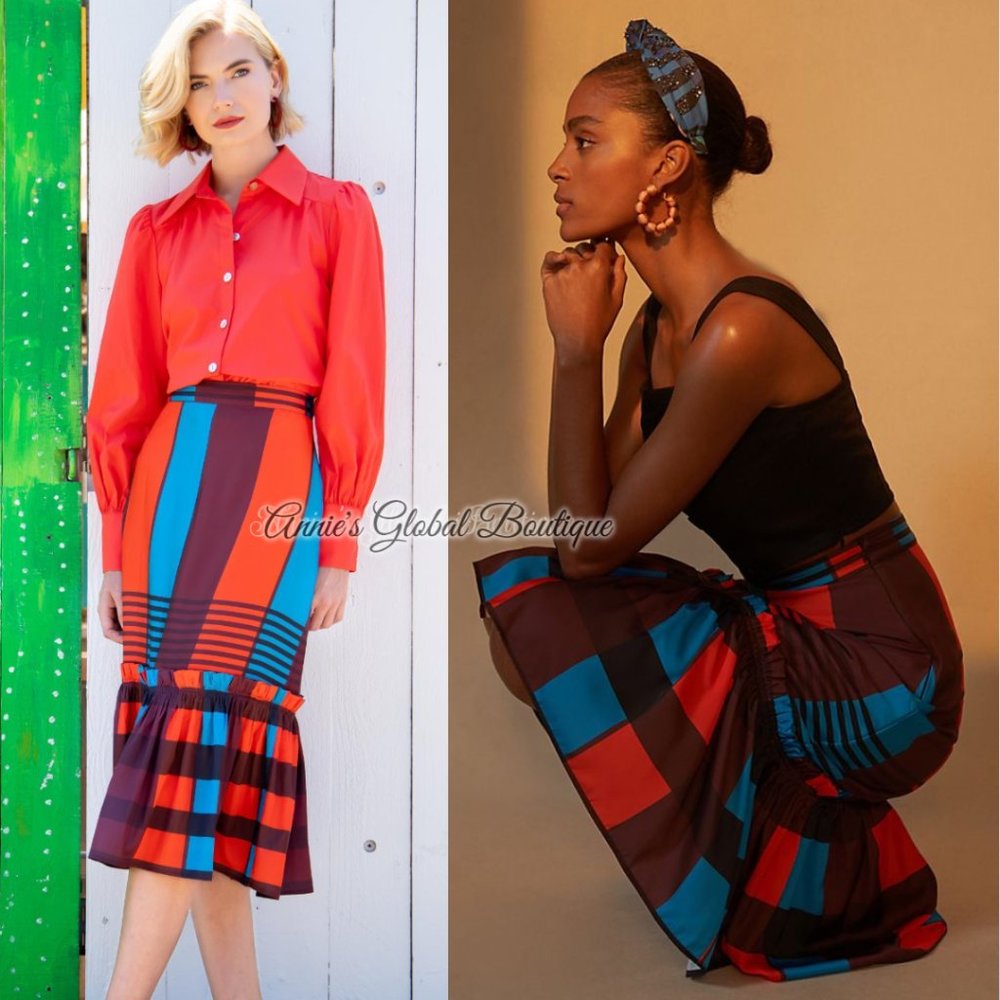 NWT ANTHROPOLOGIE Eva Franco Plaid Flounced Midi Skirt. Size 12 - Picture 10 of 16